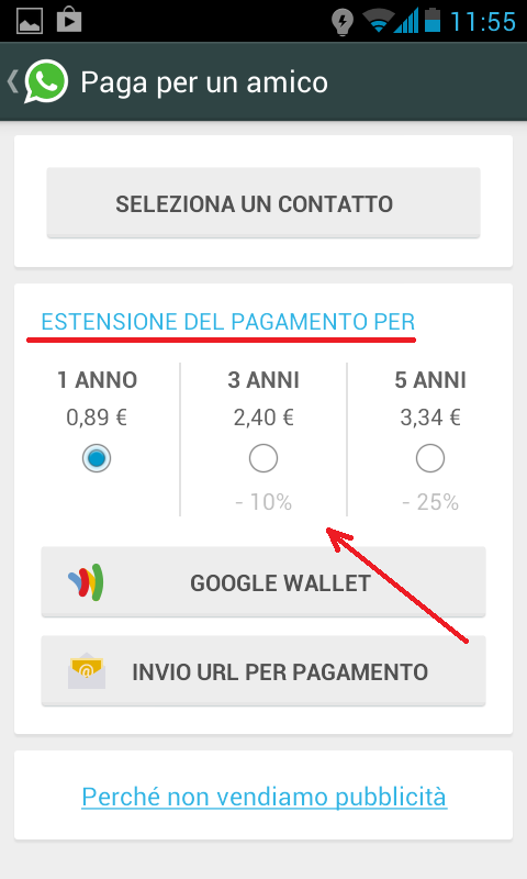 come pagare whatsapp amico 4