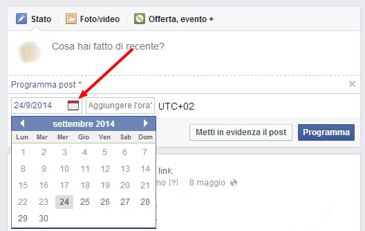 come programmare post pagina facebook 3