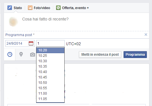 come programmare post pagina facebook 4